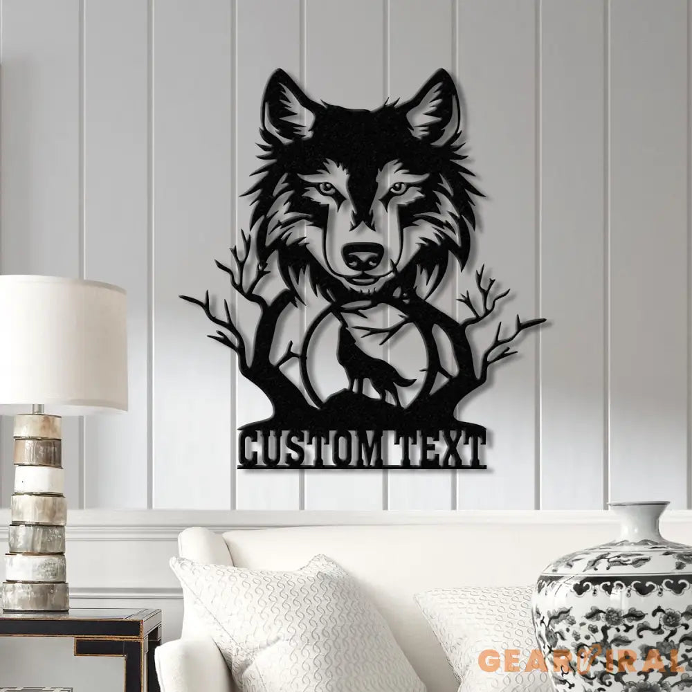 Personalized Wolf Howling Metal Cabin Sign Custom Wolf Name Sign Family Name Sign Outdoor Decor Sign Farm Sign Custom