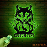 Personalized Wolf Howling Metal Cabin Sign Custom Wolf Name Sign Family Name Sign Outdoor Decor Sign Farm Sign Custom