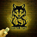 Personalized Wolf Howling Metal Cabin Sign Custom Wolf Name Sign Family Name Sign Outdoor Decor Sign Farm Sign Custom