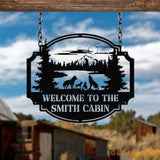 Personalized Wolf Howling Metal Cabin Sign Custom Wolf Name Sign Great Outdoor Weatherproof Sign Farm Sign Custom Metal