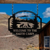 Personalized Wolf Howling Metal Cabin Sign Custom Wolf Name Sign Great Outdoor Weatherproof Sign Farm Sign Custom Metal