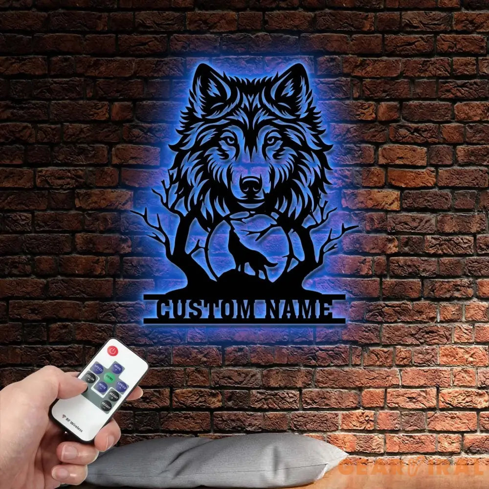 Personalized Wolf Howling Metal Ranch Sign Custom Wolf Name Sign Great Outdoor Weatherproof Sign Farm Sign Custom Metal