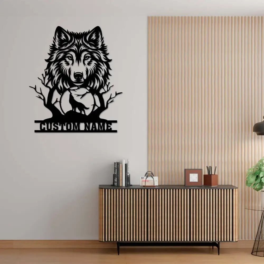 Personalized Wolf Howling Metal Ranch Sign Custom Wolf Name Sign Great Outdoor Weatherproof Sign Farm Sign Custom Metal
