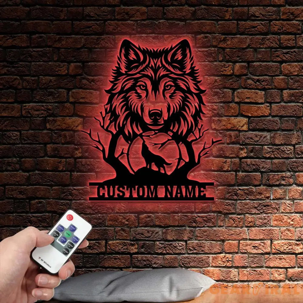 Personalized Wolf Howling Metal Ranch Sign Custom Wolf Name Sign Great Outdoor Weatherproof Sign Farm Sign Custom Metal