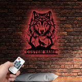 Personalized Wolf Howling Metal Ranch Sign Custom Wolf Name Sign Great Outdoor Weatherproof Sign Farm Sign Custom Metal