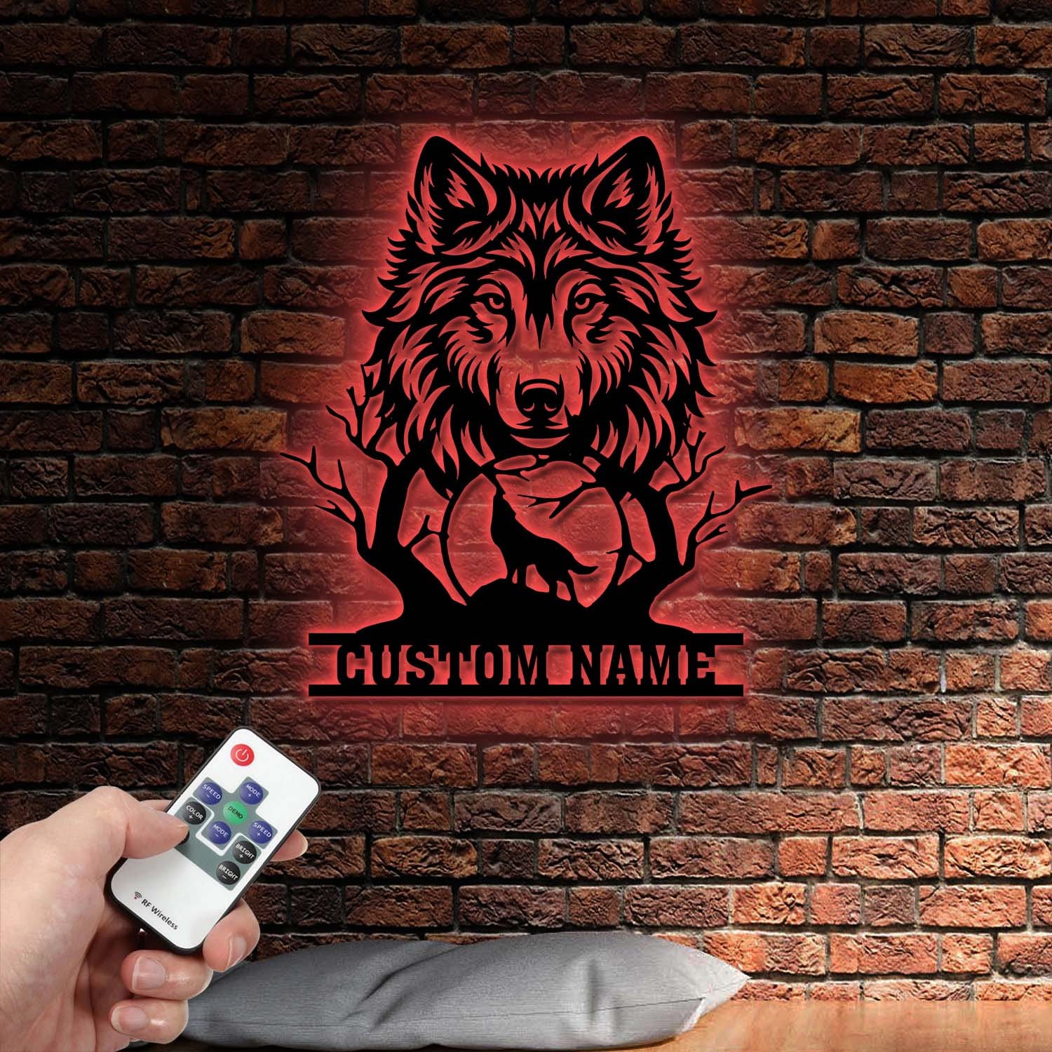 Personalized Wolf Howling Metal Ranch Sign, Custom Wolf Name Sign, Great Outdoor, Weatherproof Sign, Farm Sign, Custom Metal Cabin Sign