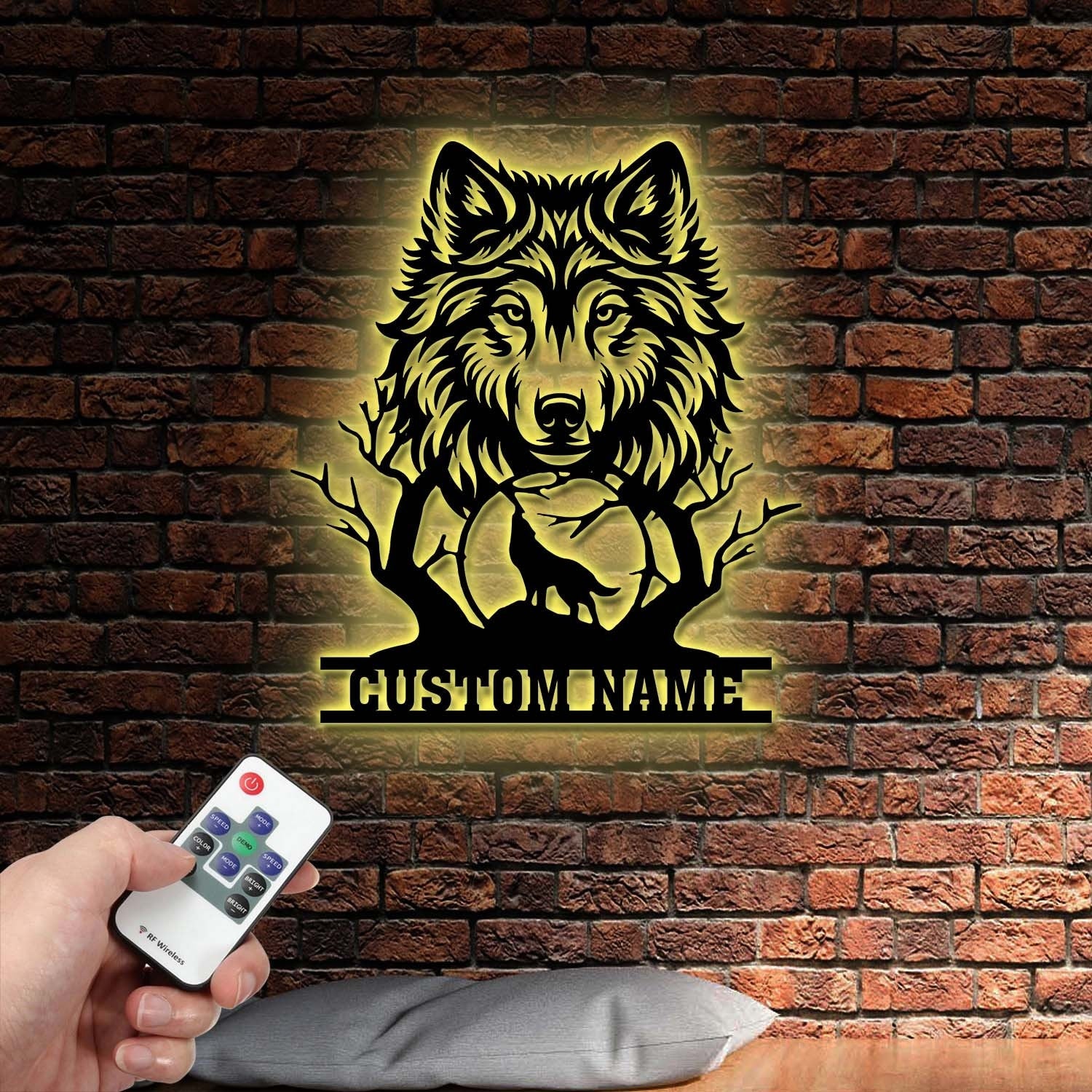 Personalized Wolf Howling Metal Ranch Sign, Custom Wolf Name Sign, Great Outdoor, Weatherproof Sign, Farm Sign, Custom Metal Cabin Sign