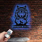 Personalized Wolf Howling Metal Ranch Sign, Custom Wolf Name Sign, Great Outdoor, Weatherproof Sign, Farm Sign, Custom Metal Cabin Sign