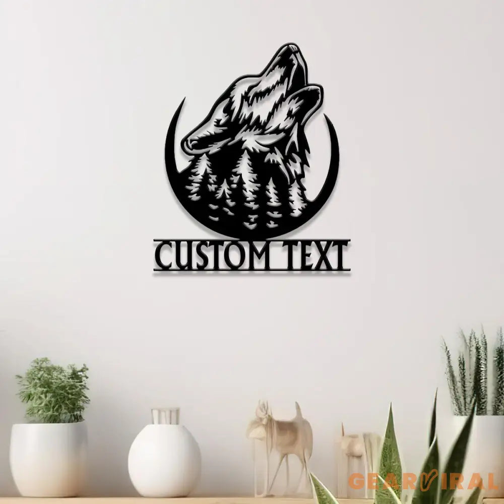 Personalized Wolf Howling Metal Ranch Sign with Led Light Custom Wolf Name Sign Weatherproof Sign Farm Sign Custom