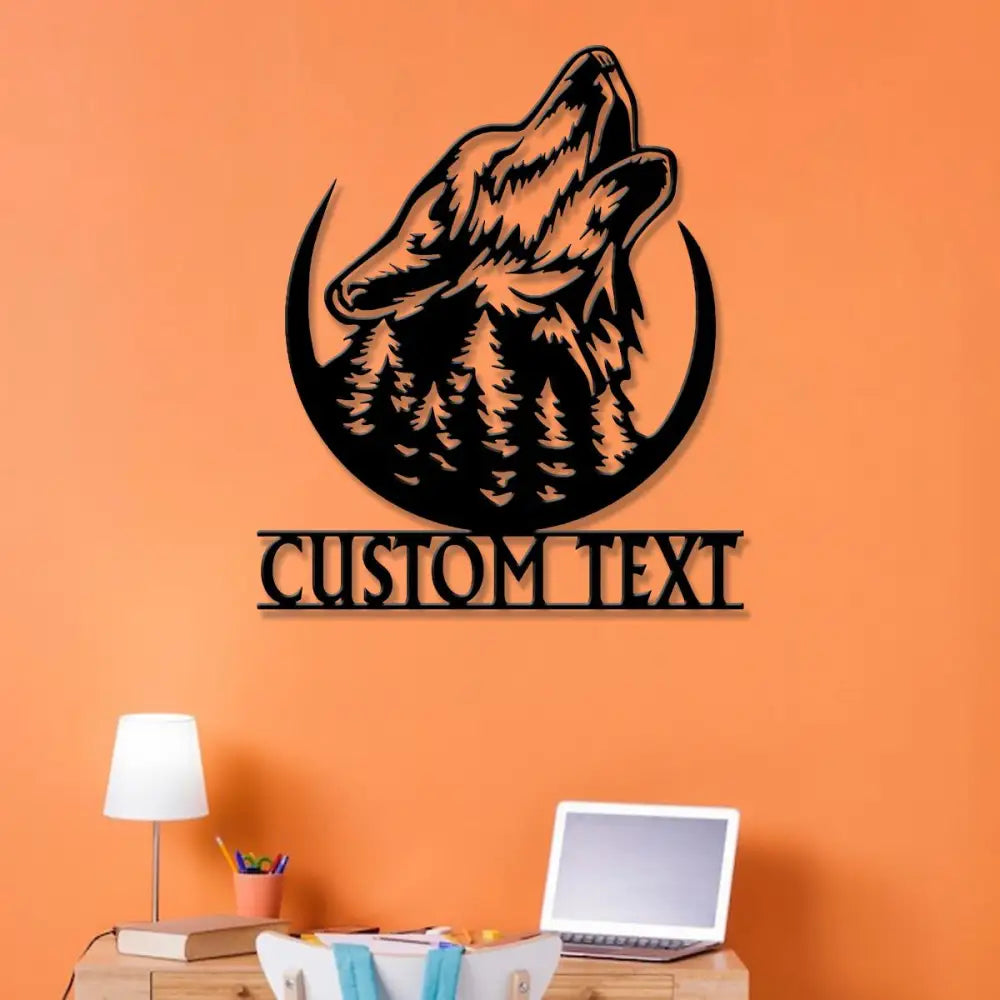 Personalized Wolf Howling Metal Ranch Sign with Led Light Custom Wolf Name Sign Weatherproof Sign Farm Sign Custom