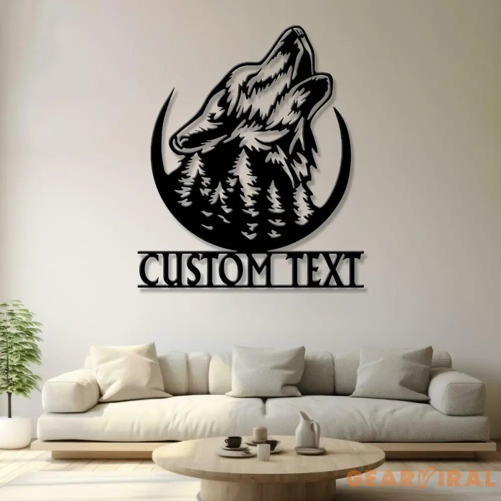 Personalized Wolf Howling Metal Ranch Sign with Led Light Custom Wolf Name Sign Weatherproof Sign Farm Sign Custom