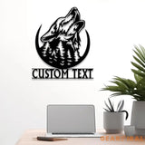 Personalized Wolf Howling Metal Ranch Sign with Led Light Custom Wolf Name Sign Weatherproof Sign Farm Sign Custom
