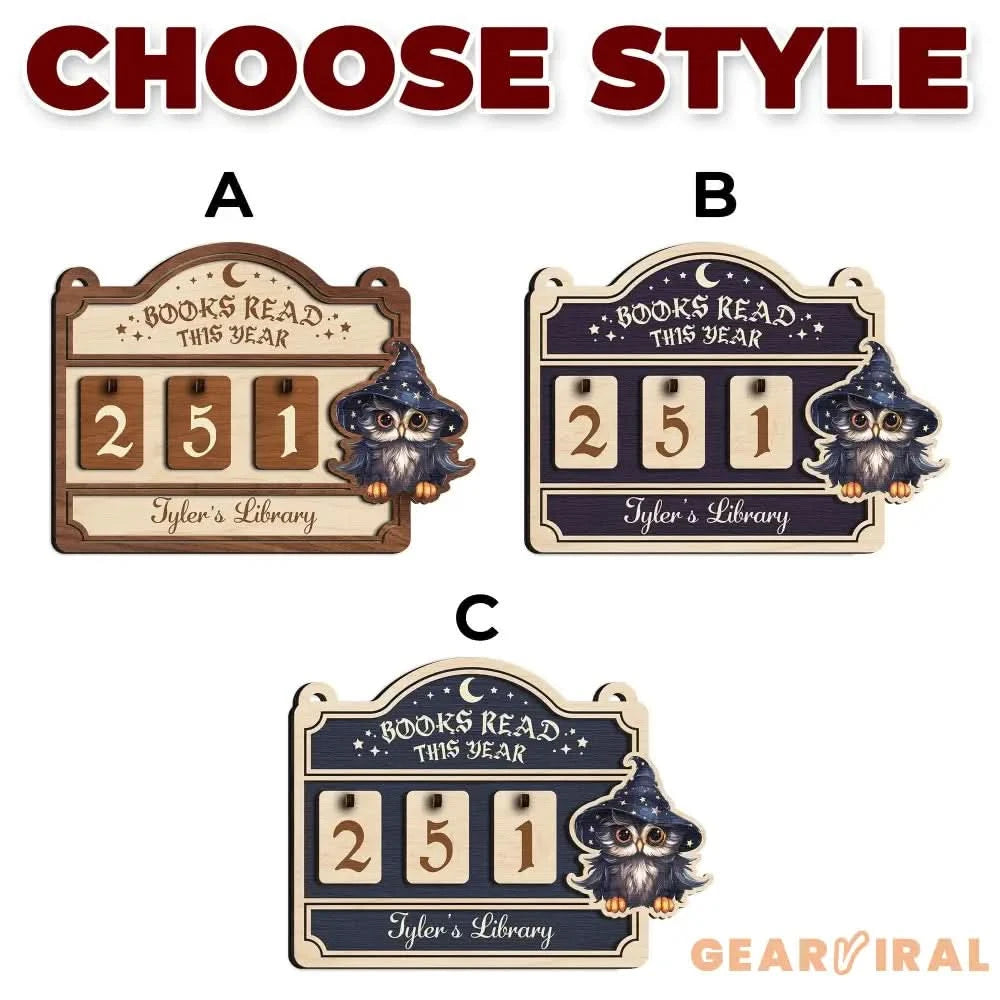 Personalized Wooden Books Read This Year Book Tracker: Owl Bookworm Counter, Library Decor, Gift for booktoker