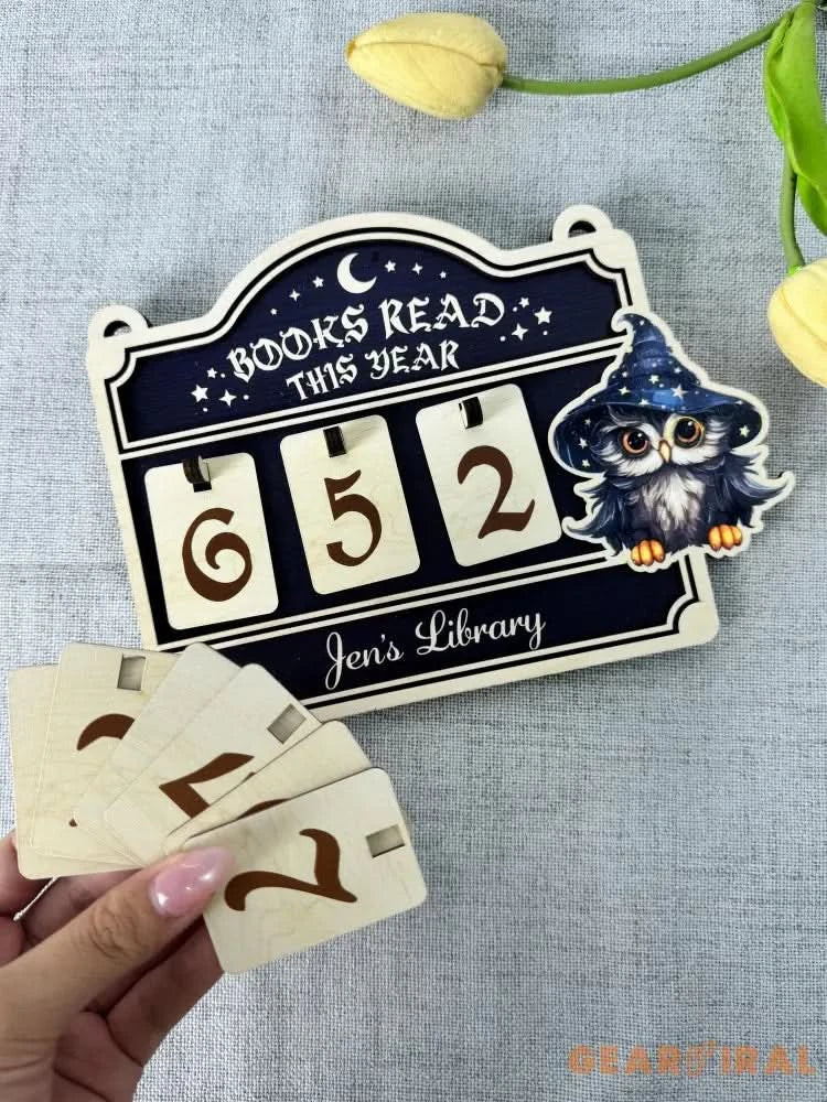 Personalized Wooden Books Read This Year Book Tracker: Owl Bookworm Counter, Library Decor, Gift for booktoker