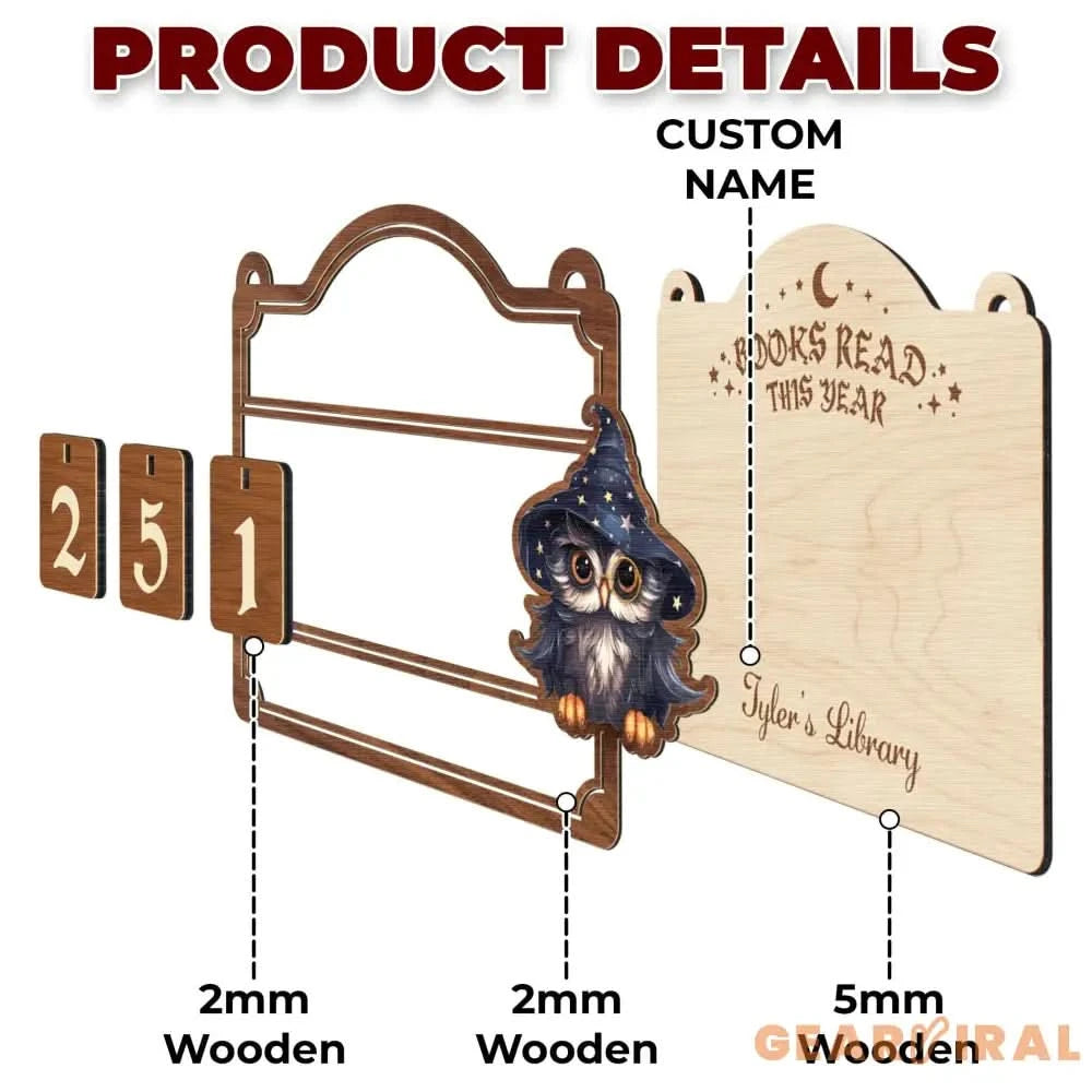Personalized Wooden Books Read This Year Book Tracker: Owl Bookworm Counter, Library Decor, Gift for booktoker