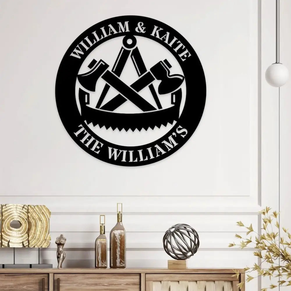 Personalized Work Shop Metal Sign Couple Sign Anniversary Gift Family Name Metal Sign Gift for him Couple Wall Art