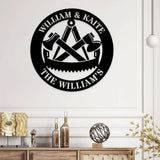 Personalized Work Shop Metal Sign Couple Sign Anniversary Gift Family Name Metal Sign Gift for him Couple Wall Art