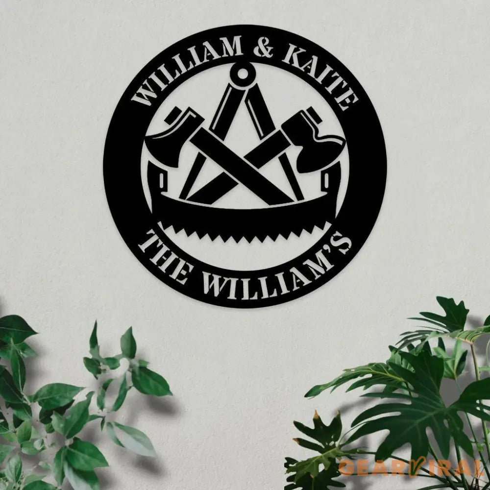 Personalized Work Shop Metal Sign Couple Sign Anniversary Gift Family Name Metal Sign Gift for him Couple Wall Art