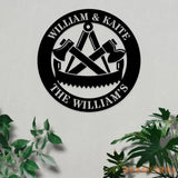 Personalized Work Shop Metal Sign Couple Sign Anniversary Gift Family Name Metal Sign Gift for him Couple Wall Art