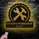 Personalized Workshop Metal Sign, Custom Name Metal Sign, Gift for Grandpa, Gift for Papa - Gearviral