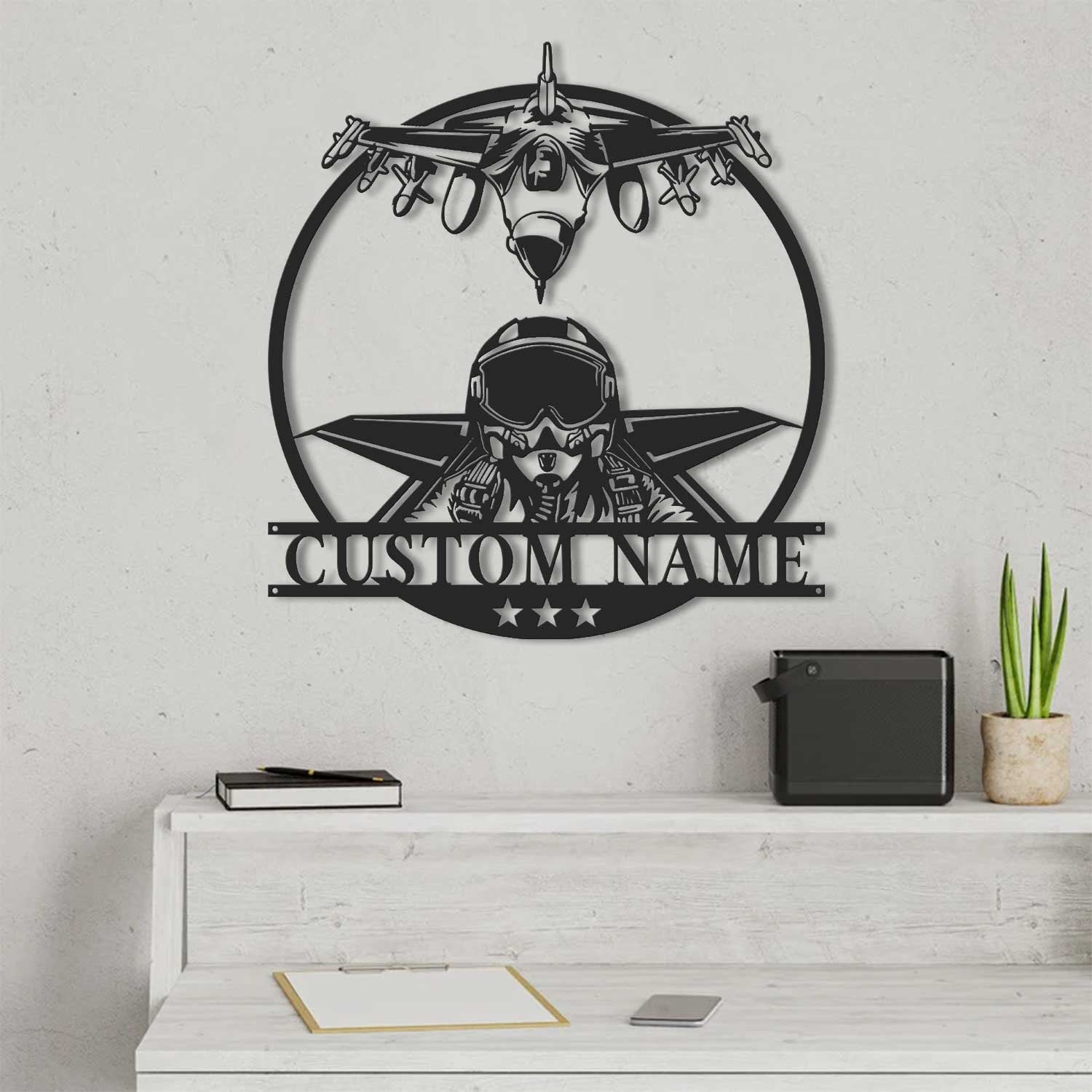 PersonalizedFighter Jet Pilot Metal Sign Led Lights - Custom Aircraft Air Force Name Sign Home Decor Military Plane Decoration Birthday Gift | GearViral
