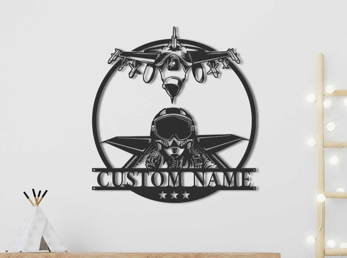 PersonalizedFighter Jet Pilot Metal Sign Led Lights - Custom Aircraft Air Force Name Sign Home Decor Military Plane Decoration Birthday Gift | GearViral