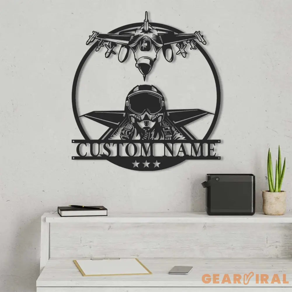 PersonalizedFighter Jet Pilot Metal Sign Led Lights - Custom Aircraft Air Force Name Sign Home Decor Military Plane