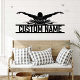 PersonalizedMan Swimmer Metal Wall Art LED Light - Custom Swimming Butterfly Stroke Swim Team Name Sign - Home Decor Nursery Decoration Xmas | GearViral
