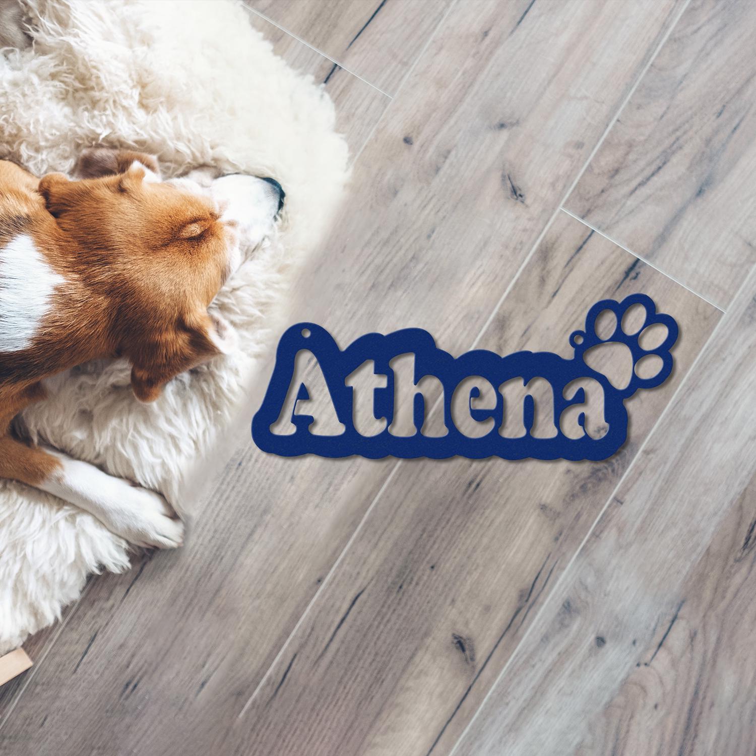 Pet Name Metal Sign, Dog Sign for Wall, Dog House Name, Pet Name Plaque, Dog Decor, Pet Signs, Dog Name Sign, Dog Kennel Name Plate