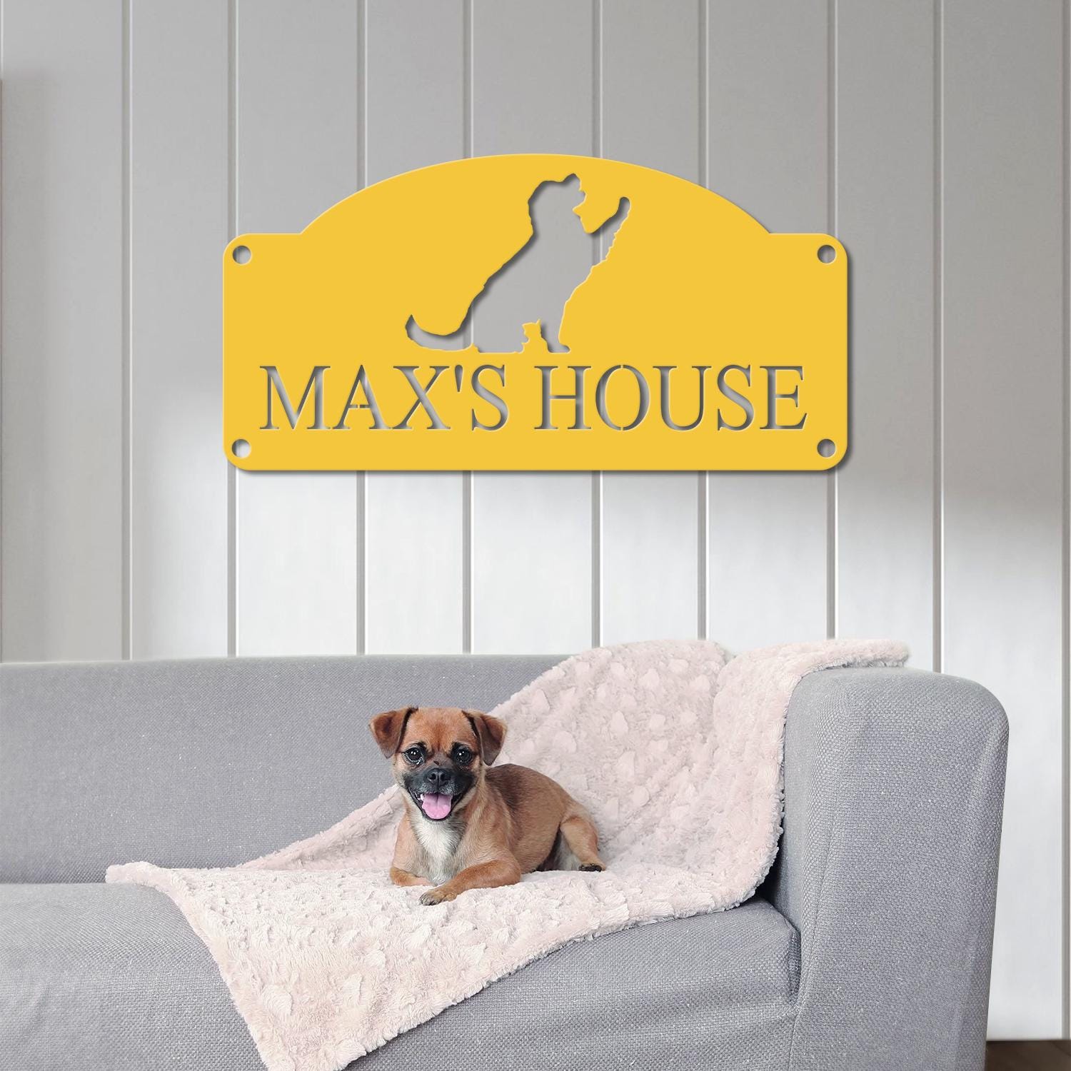 Pet Name Metal Sign - Dog Sign for Wall - Dog House Name - Pet Name Plaque - Dog Decor - Pet Signs - Dog Name Sign- Dog Kennel Name Plate