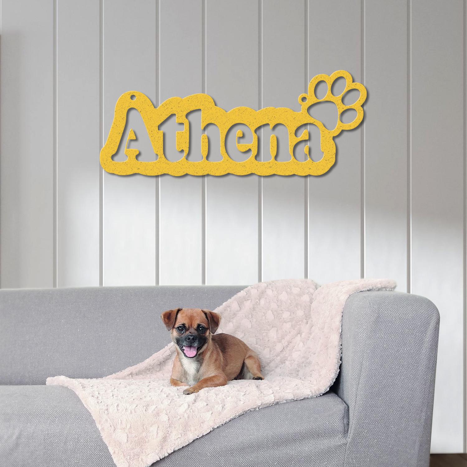 Pet Name Metal Sign, Dog Sign for Wall, Dog House Name, Pet Name Plaque, Dog Decor, Pet Signs, Dog Name Sign, Dog Kennel Name Plate