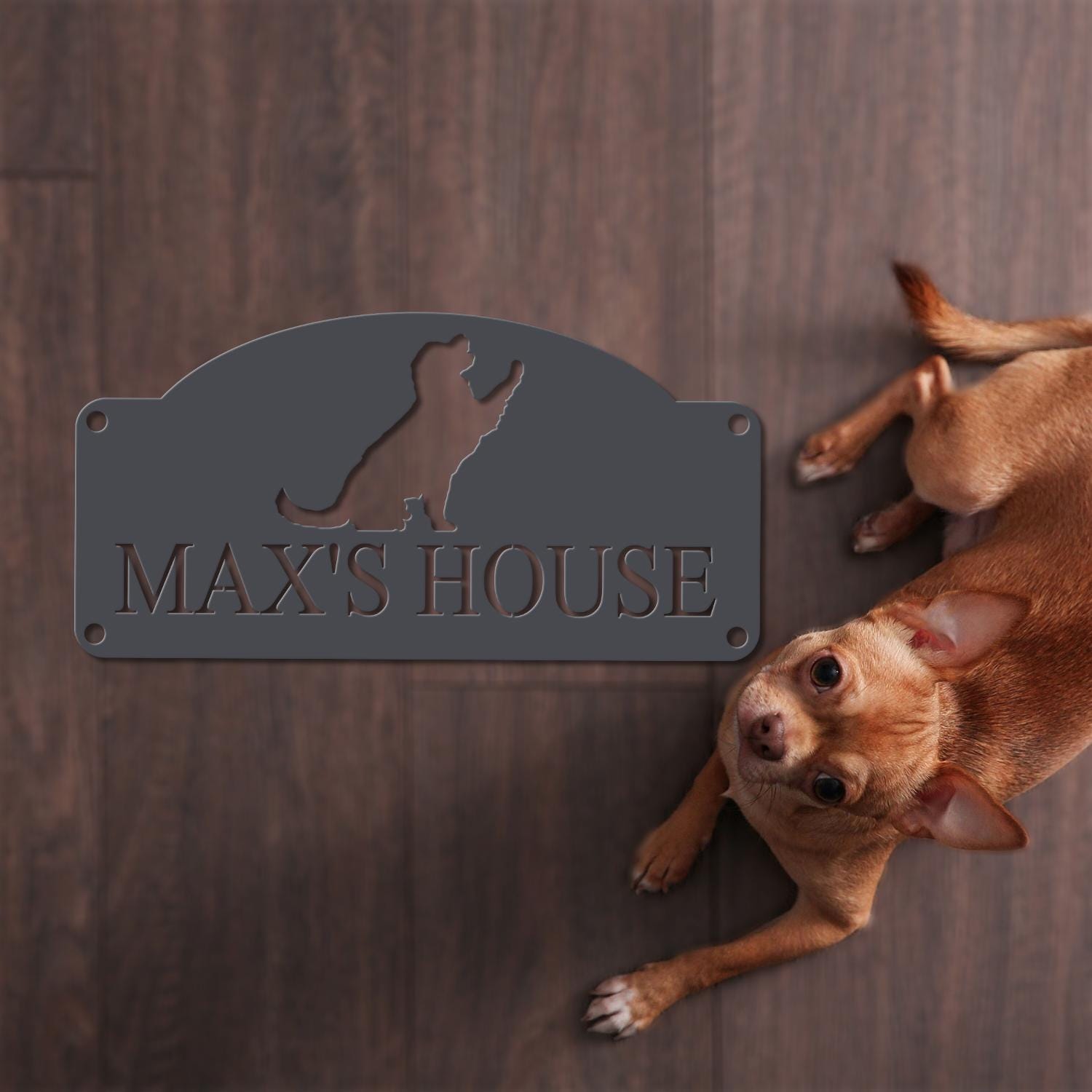 Pet Name Metal Sign - Dog Sign for Wall - Dog House Name - Pet Name Plaque - Dog Decor - Pet Signs - Dog Name Sign- Dog Kennel Name Plate