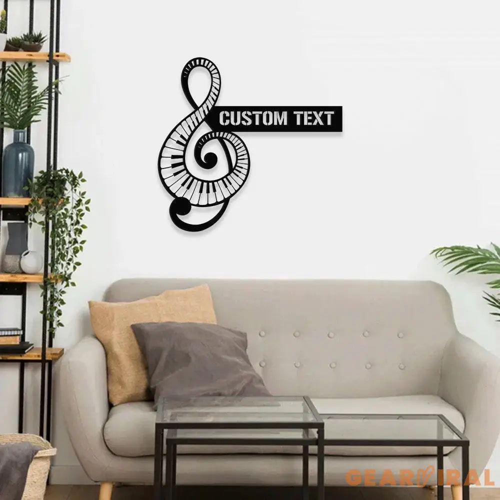 Piano Key Treble Clef metal Sign Piano wall decor Piano Metal LED sign Family Name Sign Piano Wall art Living Room Sign