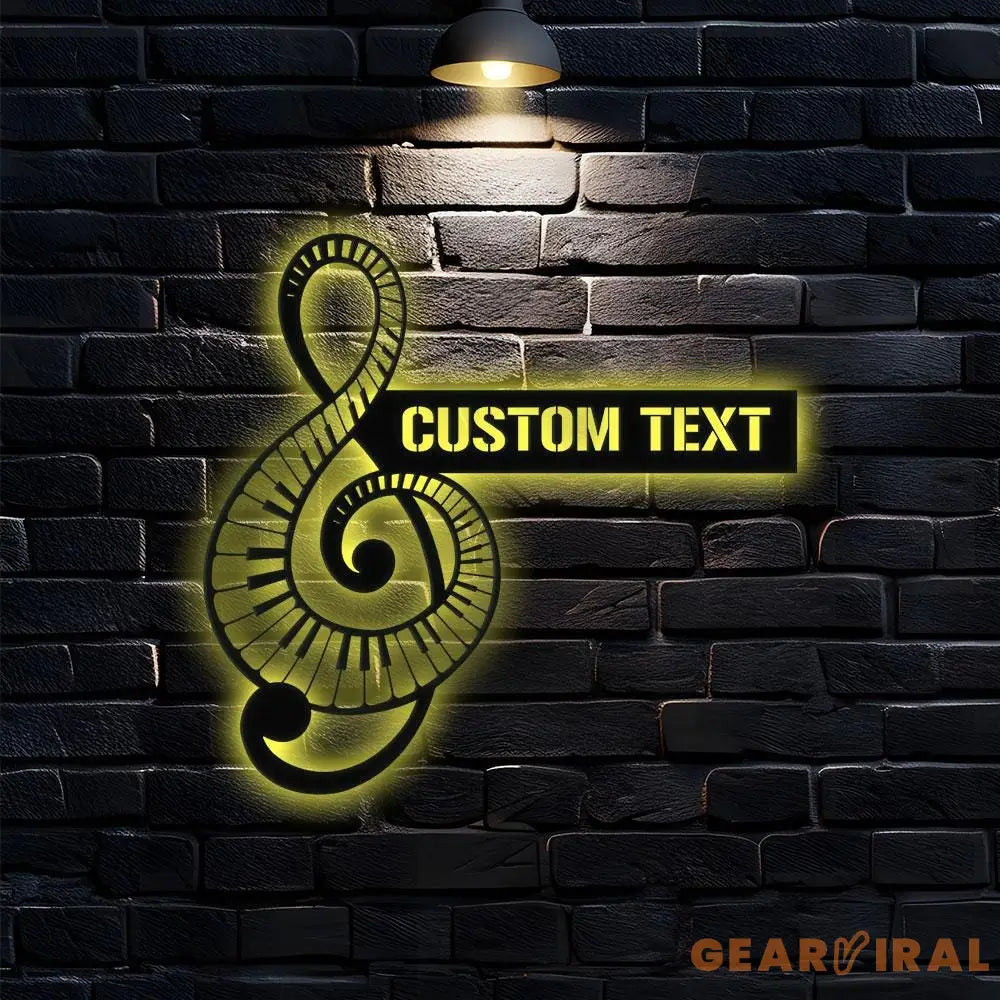 Piano Key Treble Clef metal Sign Piano wall decor Piano Metal LED sign Family Name Sign Piano Wall art Living Room Sign