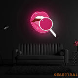 Pink lip Neon Sign x Acrylic Artwork