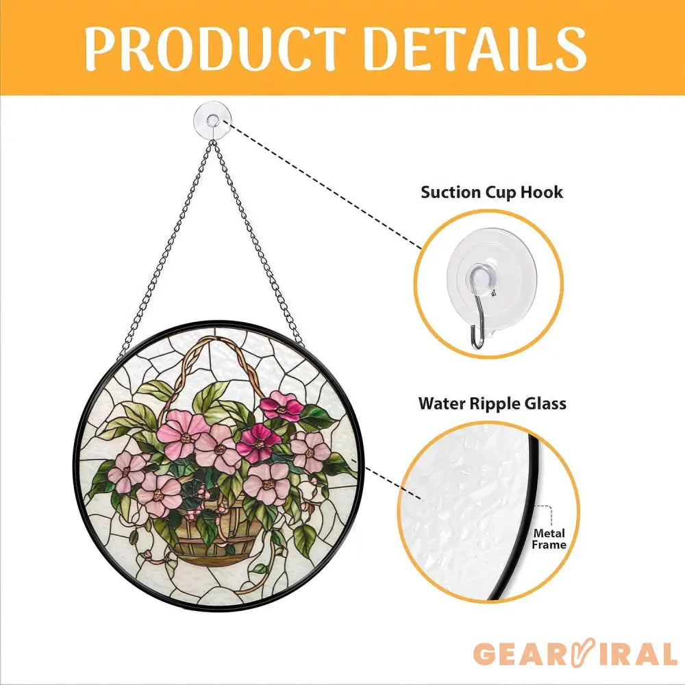 Pink Morning Glory Glass Suncatcher Flower Window Hanging Decor Garden-Inspired Gift Birthday Month Flower Gift for Mom