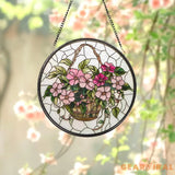 Pink Morning Glory Glass Suncatcher Flower Window Hanging Decor Garden-Inspired Gift Birthday Month Flower Gift for Mom