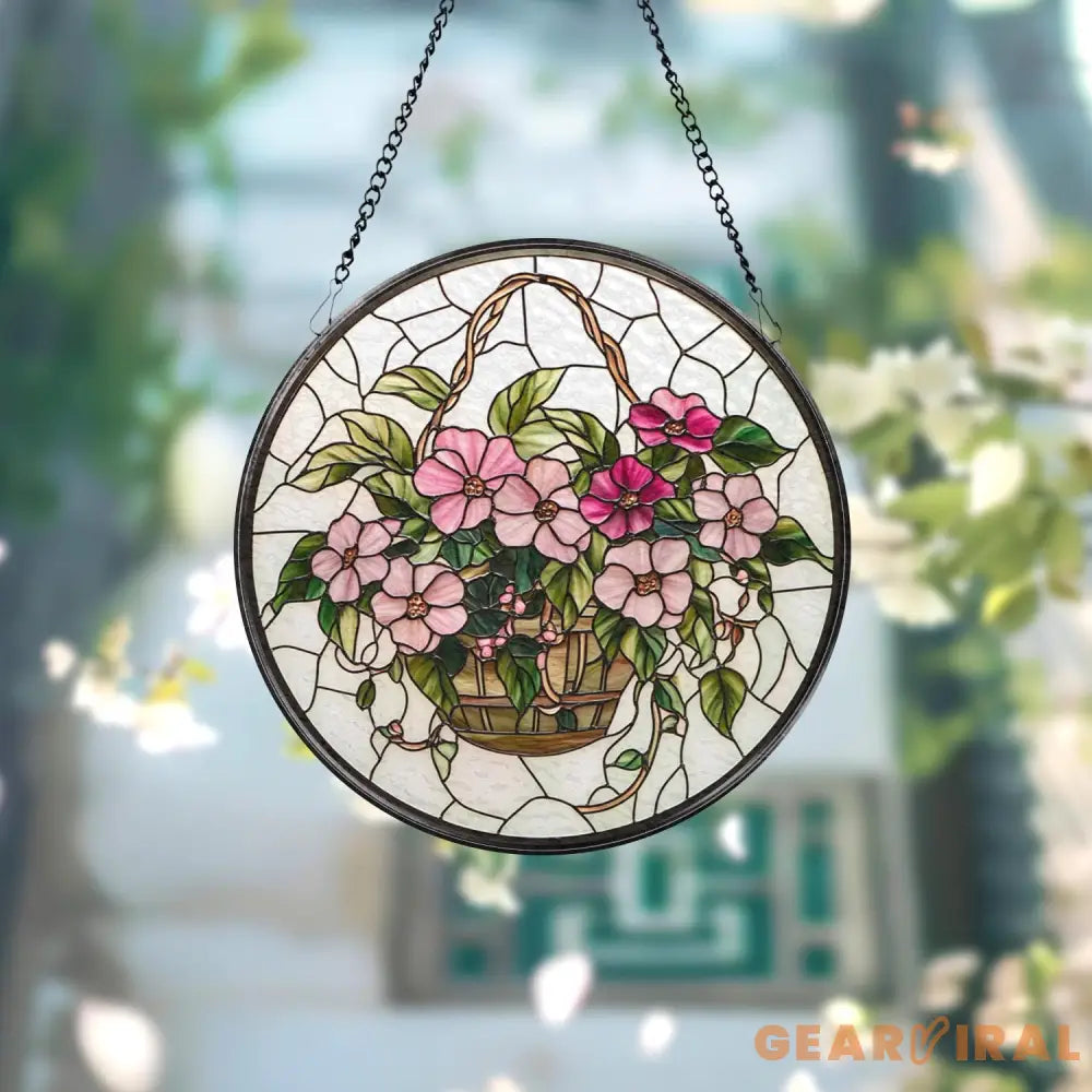 Pink Morning Glory Glass Suncatcher Flower Window Hanging Decor Garden-Inspired Gift Birthday Month Flower Gift for Mom