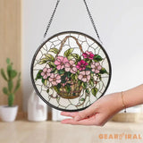 Pink Morning Glory Glass Suncatcher Flower Window Hanging Decor Garden-Inspired Gift Birthday Month Flower Gift for Mom