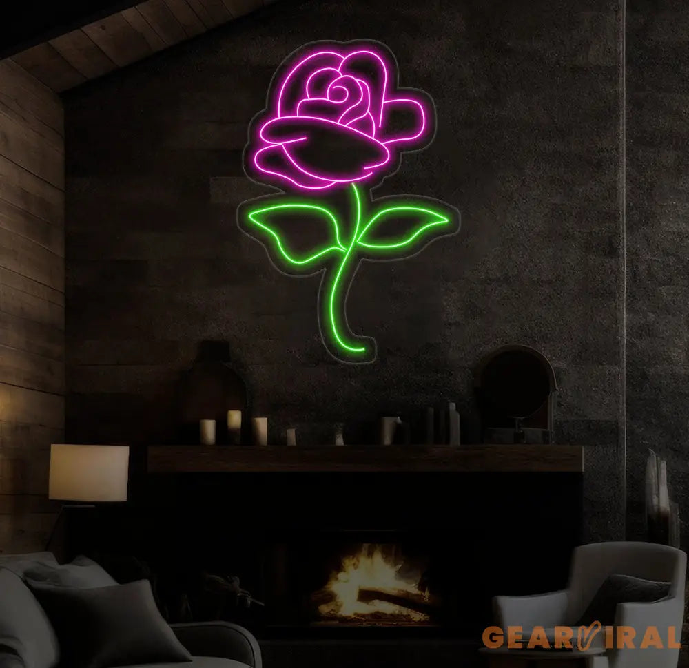 Pink Rose Flower Neon Sign Rose Neon Light Rose Led Light Flower Room Wall Decor Florist Neon Light Rose Neon Light