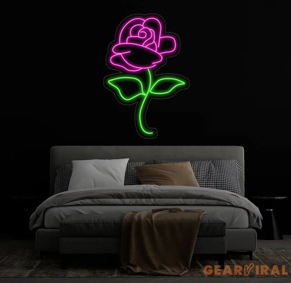 Pink Rose Flower Neon Sign Rose Neon Light Rose Led Light Flower Room Wall Decor Florist Neon Light Rose Neon Light