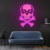 Pink Skull With Bones Neon Sign x Acrylic Artwork