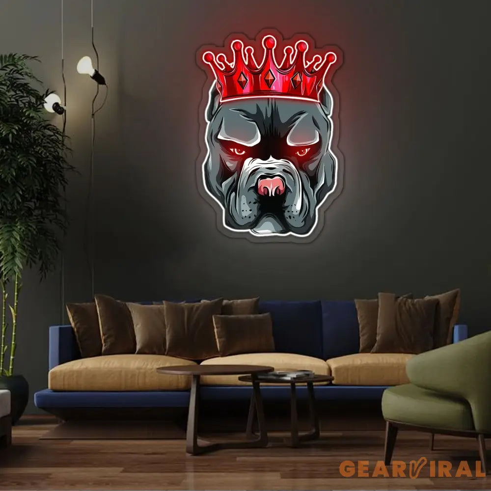 Pitbull In Crown Neon Sign x Acrylic Artwork