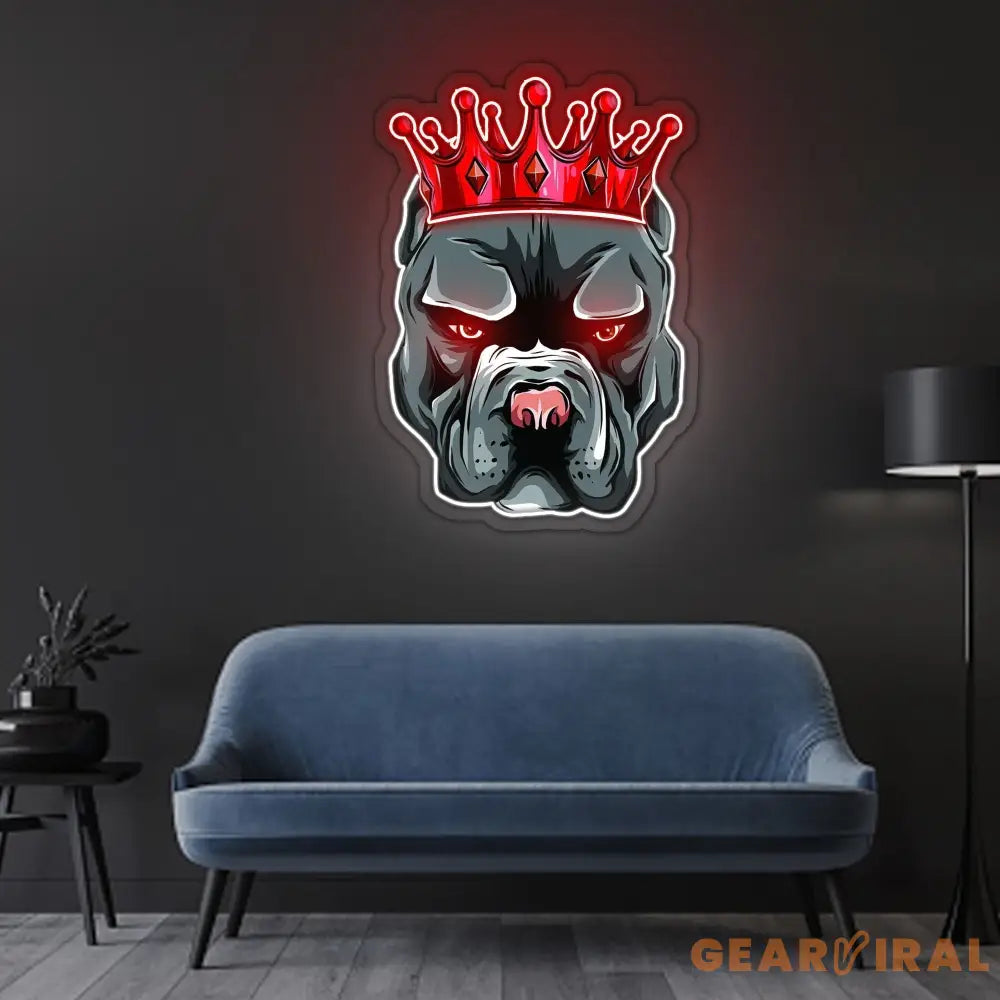 Pitbull In Crown Neon Sign x Acrylic Artwork