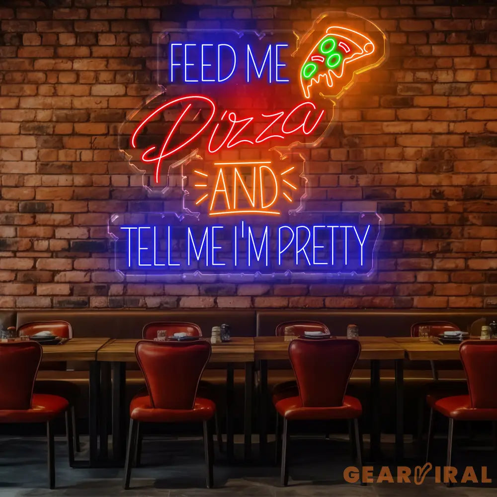 Pizza Neon Sign Feed Me Pizza Led Sign Restaurant Sign Kitchen Neon Sign Neon Sign Bedroom Led Neon Sign Neon Light