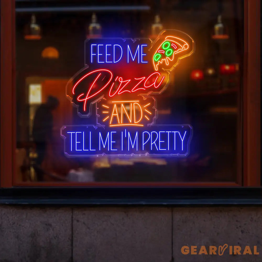 Pizza Neon Sign Feed Me Pizza Led Sign Restaurant Sign Kitchen Neon Sign Neon Sign Bedroom Led Neon Sign Neon Light