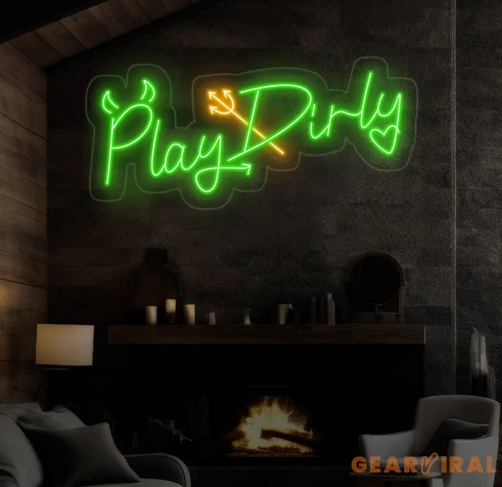 Play Dirty Neon Sign - Custom Red Neon Light Bedroom Wall Decor Playful Wall Art Unique LED Sign for Home or Game Room