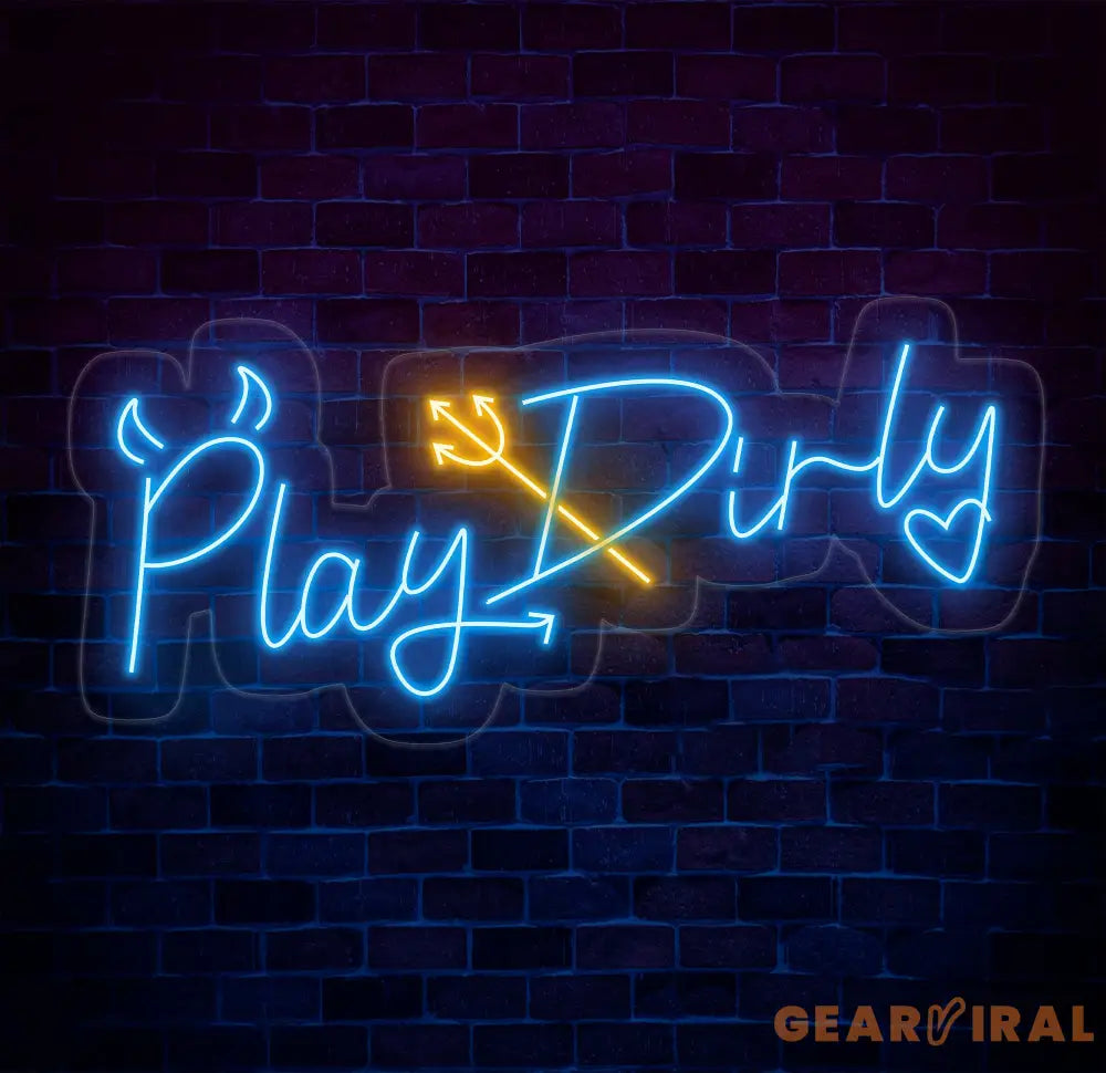 Play Dirty Neon Sign - Custom Red Neon Light Bedroom Wall Decor Playful Wall Art Unique LED Sign for Home or Game Room