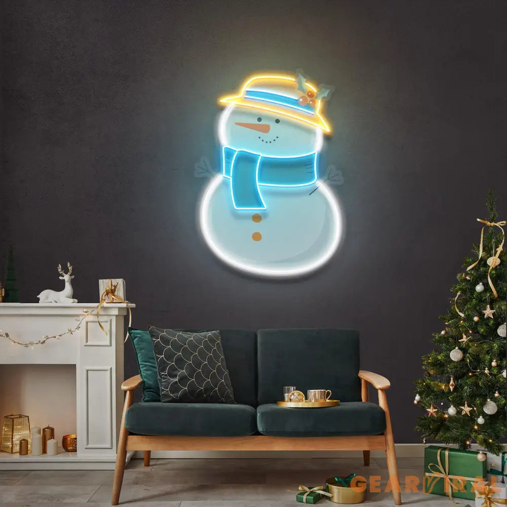 Plump Snowman Christmas LED Neon Acrylic Artwork