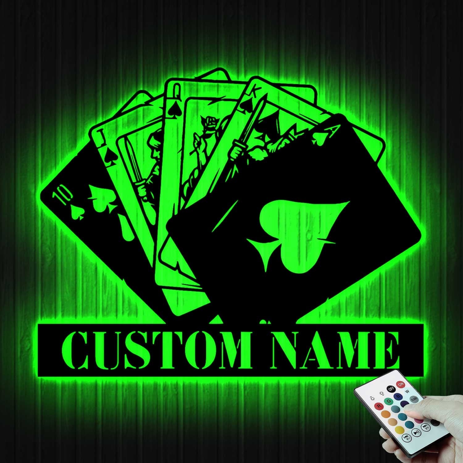 Poker Wall Art With LED Lights - Poker Decor Wall Led Sign - Poker RGB Color Led Light Sign - Christmas Gift | GearViral